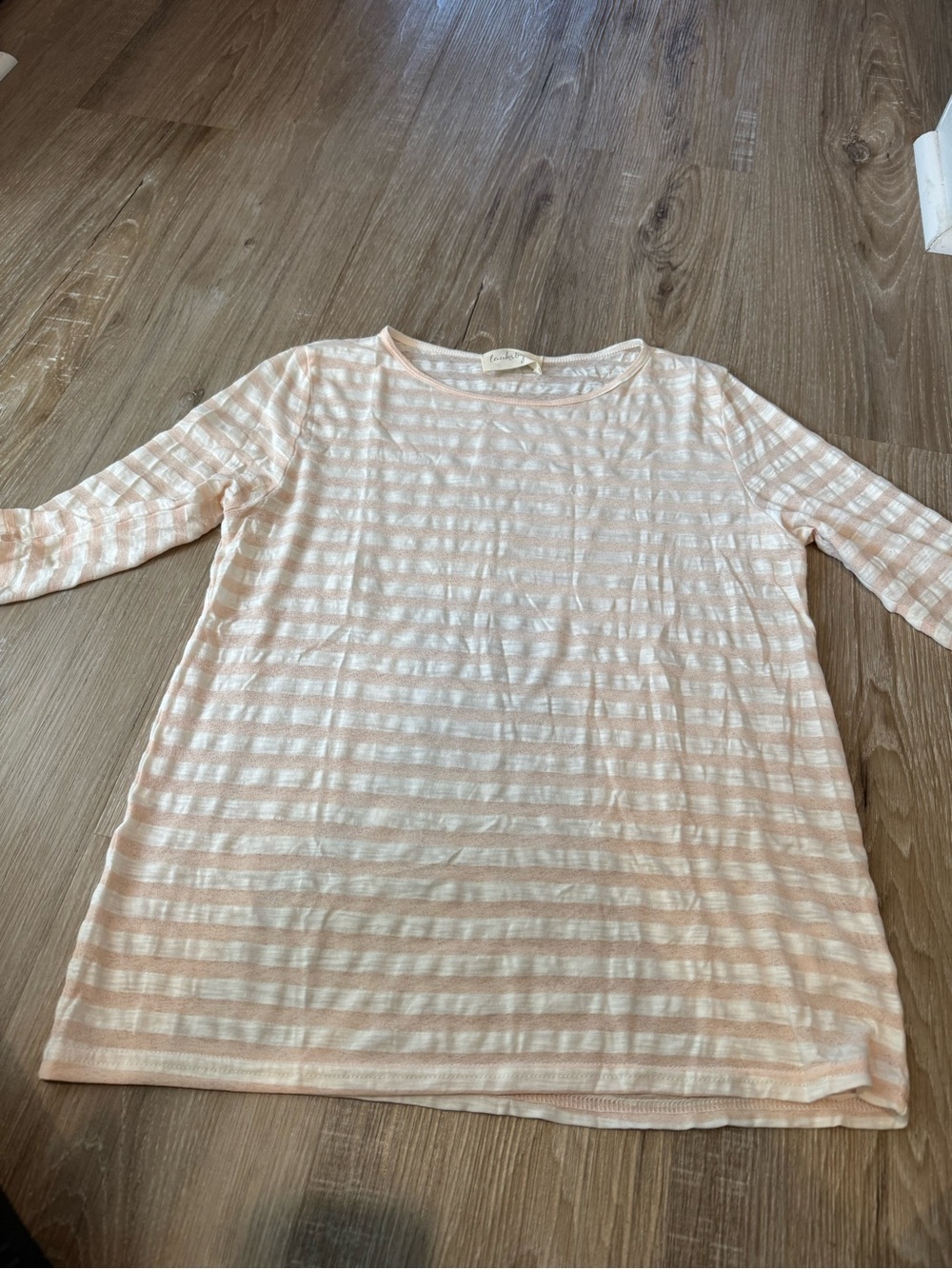 White House Black Market Pale Pink & White Striped Long Sleeve Tee